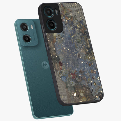 Aesthetic Astrolophia Glass Case displayed in angled mockup highlighting artistic aesthetic elements and smooth glass surface.