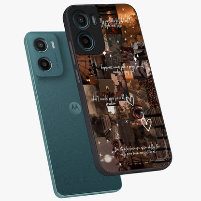 Bittersweet Aesthetic Chaos Glass Case displayed in angled mockup highlighting expressive abstract artwork and edgy aesthetic theme.