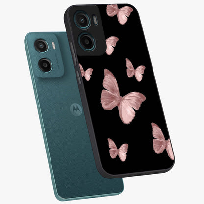 Butterfly Pattern Glass Case displayed in angled mockup highlighting delicate butterfly design and aesthetic pattern style.