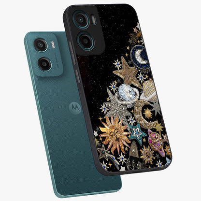 Cosmic Sparkle Dreams Glass Case displayed in angled mockup highlighting dreamy star sparkle design with celestial aesthetic.