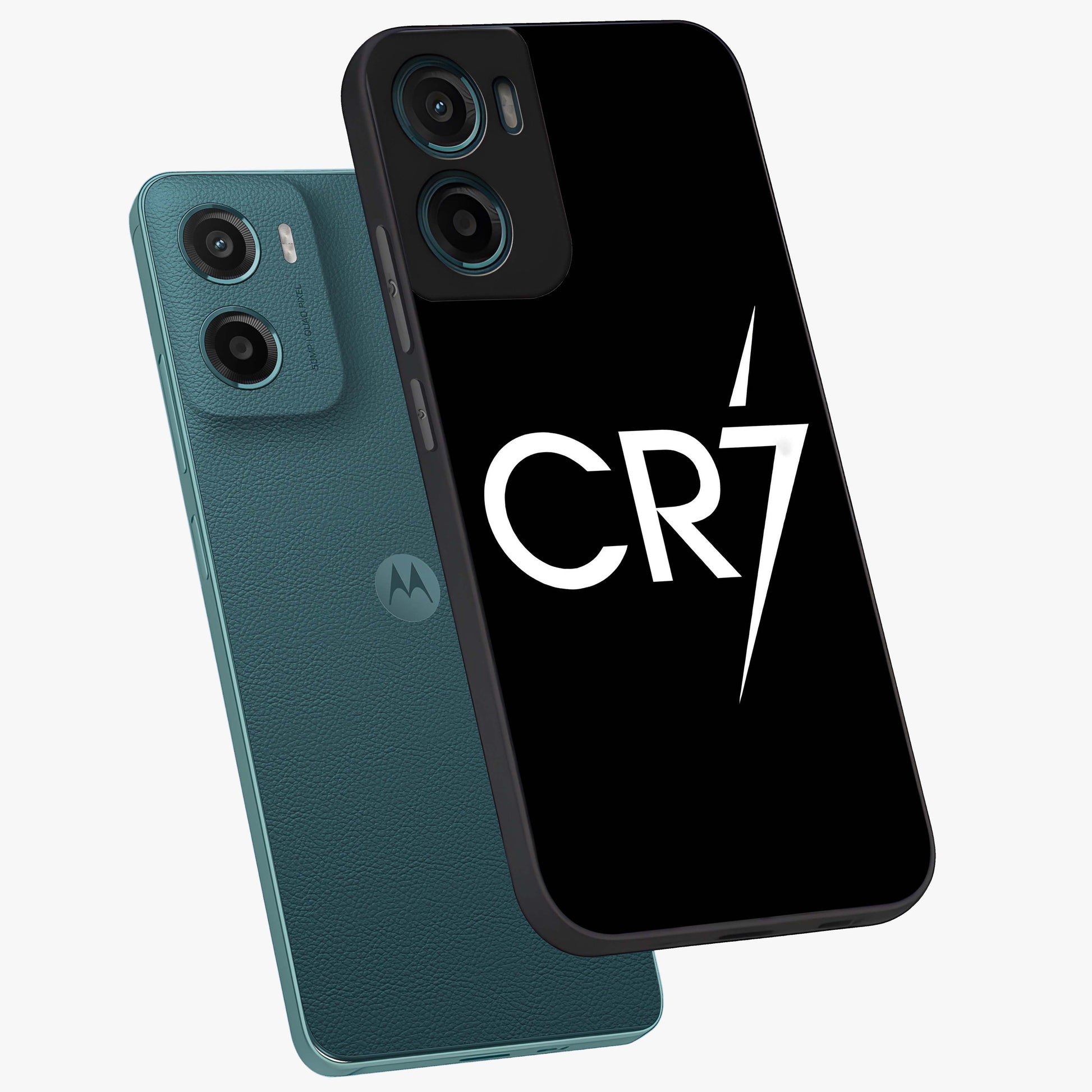Cr7 Elite Strike Glass Case displayed in angled mockup highlighting powerful sports graphic with bold athletic theme.