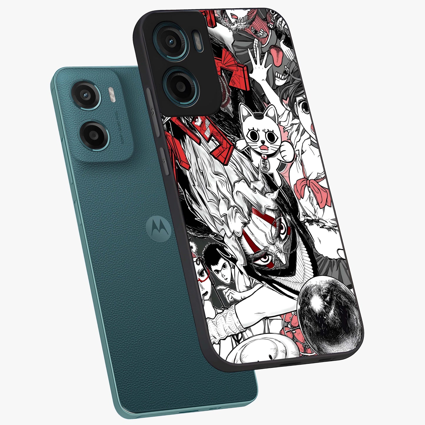Crimson Chaos Panel Glass Case displayed in angled mockup highlighting chaotic panel style design with modern graphic theme.