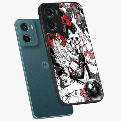 Crimson Chaos Panel Glass Case displayed in angled mockup highlighting chaotic panel style design with modern graphic theme.