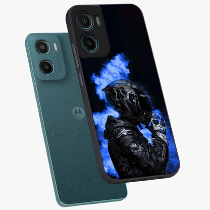 Cyber Sentinel Protocol Glass Case displayed in angled mockup highlighting digital cyber design with sci-fi aesthetic style.