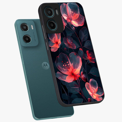Dark Shade of Flower Glass Case displayed in angled mockup highlighting moody floral illustration with aesthetic dark tones.