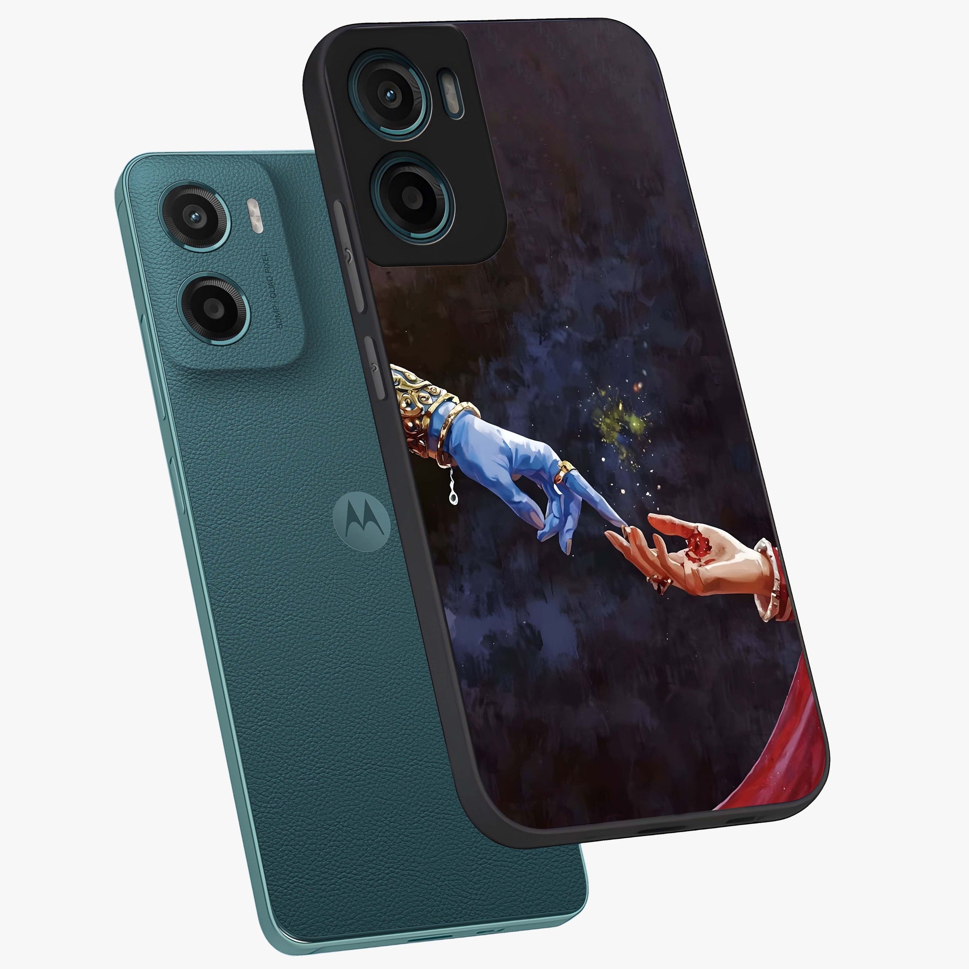 Divine Touch Eternal Glass Case displayed in angled mockup highlighting elegant divine inspired design with calm aesthetic style.