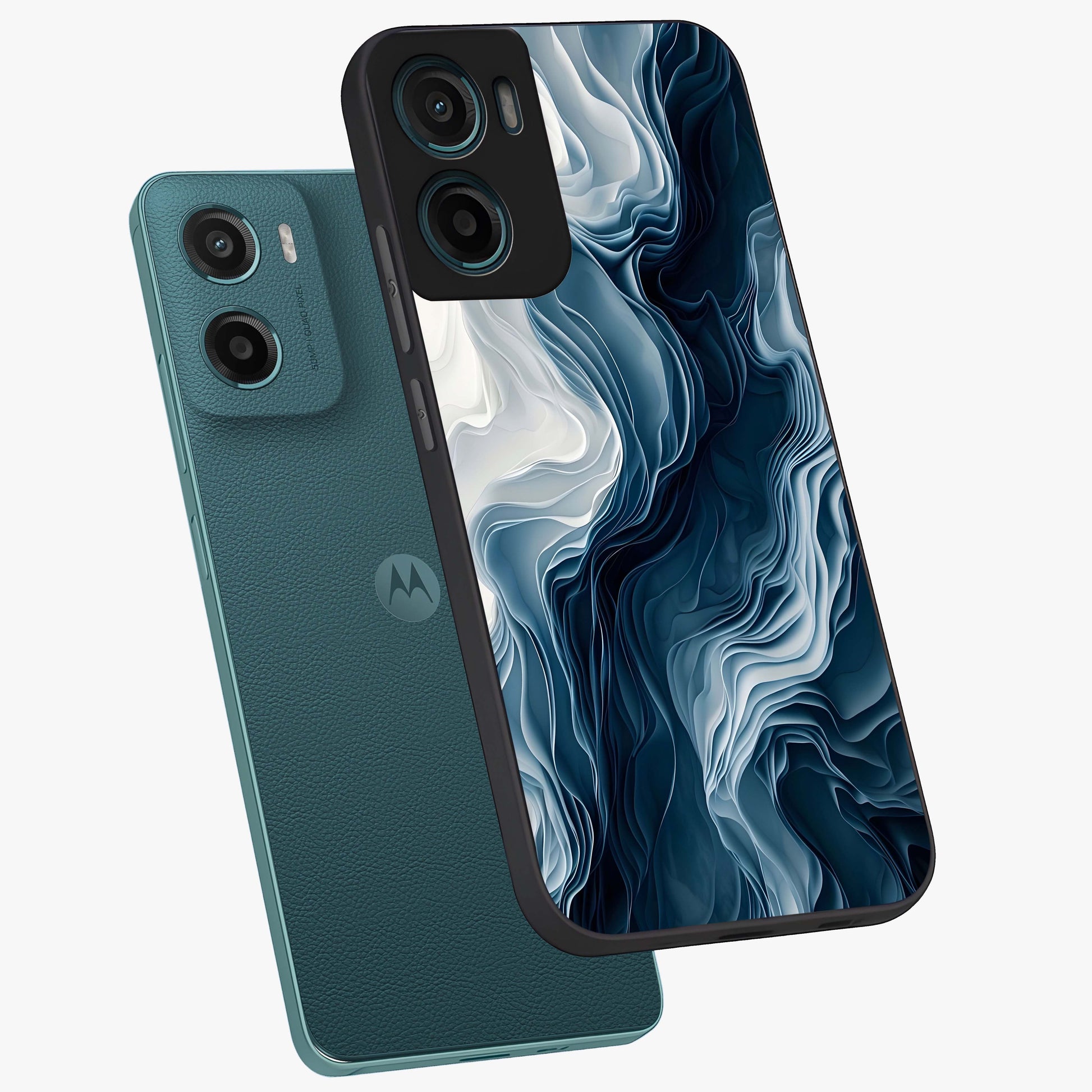 Ethereal Paper Marble Glass Case displayed in angled mockup highlighting elegant marble pattern with modern aesthetic style.