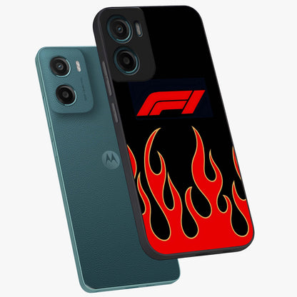 Fire F11 Glass Case displayed in angled mockup highlighting bold fire inspired graphic with energetic aesthetic style.
