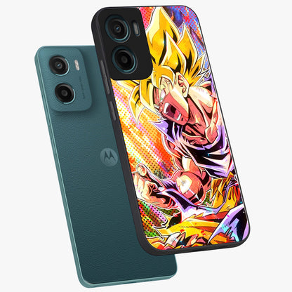 Firing Goku Glass Case displayed in angled mockup highlighting dynamic anime character design with action aesthetic.