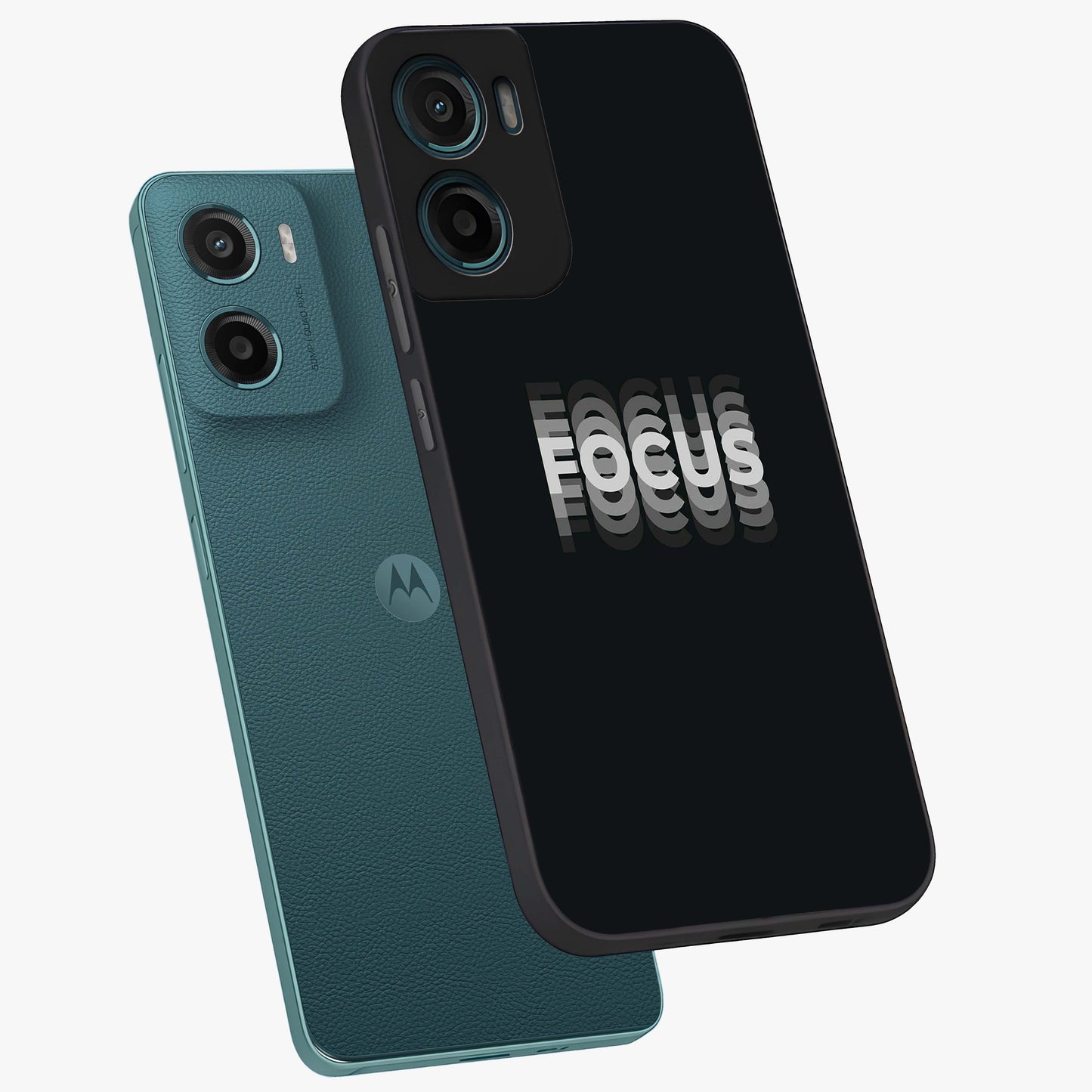 Focus Mode On Glass Case displayed in angled mockup highlighting clean minimal text artwork with modern aesthetic style.