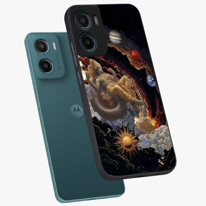 Galactic Divine God Glass Case displayed in angled mockup highlighting powerful celestial deity illustration with galactic aesthetic.