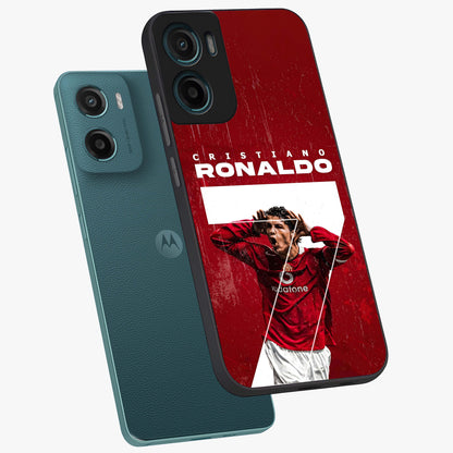 Goal Celebration Legacy Glass Case displayed in angled mockup highlighting energetic sports celebration design with bold athletic theme.