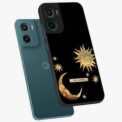Gold Sun Blush Glass Case displayed in angled mockup highlighting radiant sun design with warm golden aesthetic.