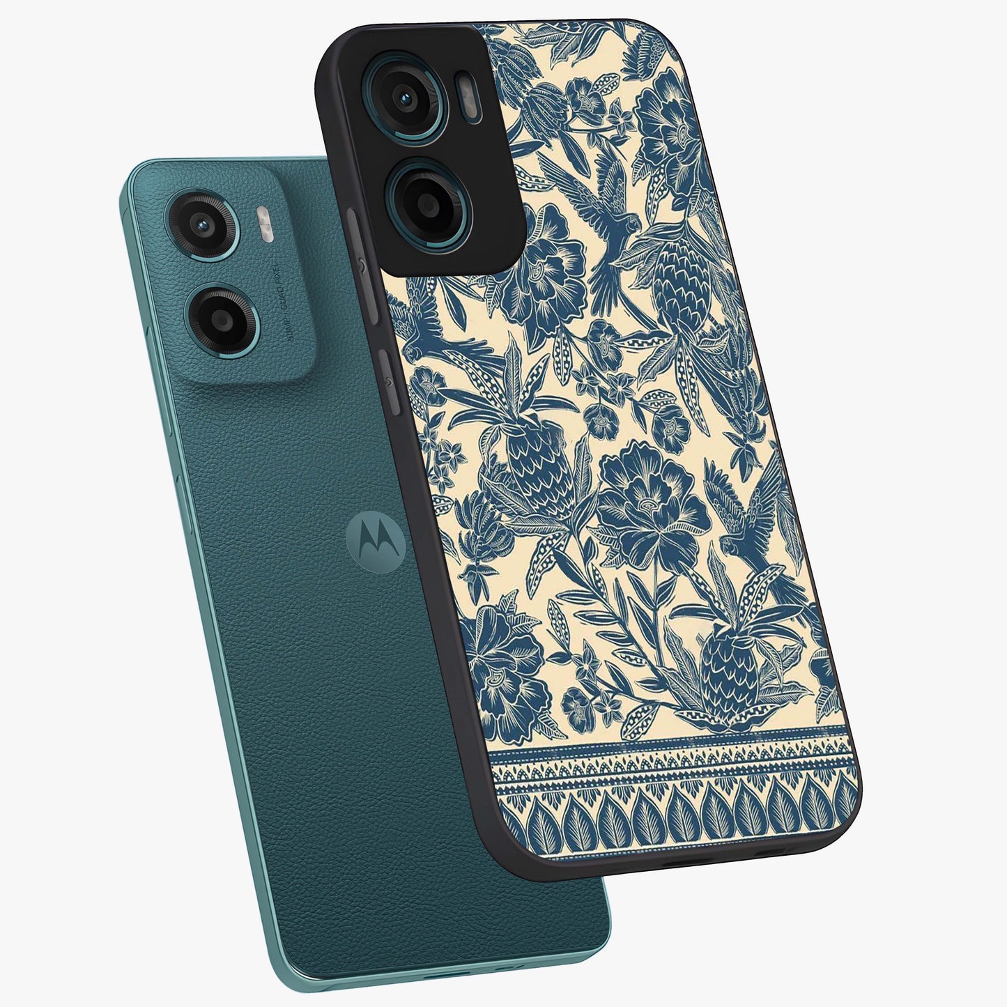 Heirloom Wild Bloom Glass Case displayed in angled mockup highlighting botanical bloom design with classic aesthetic style.