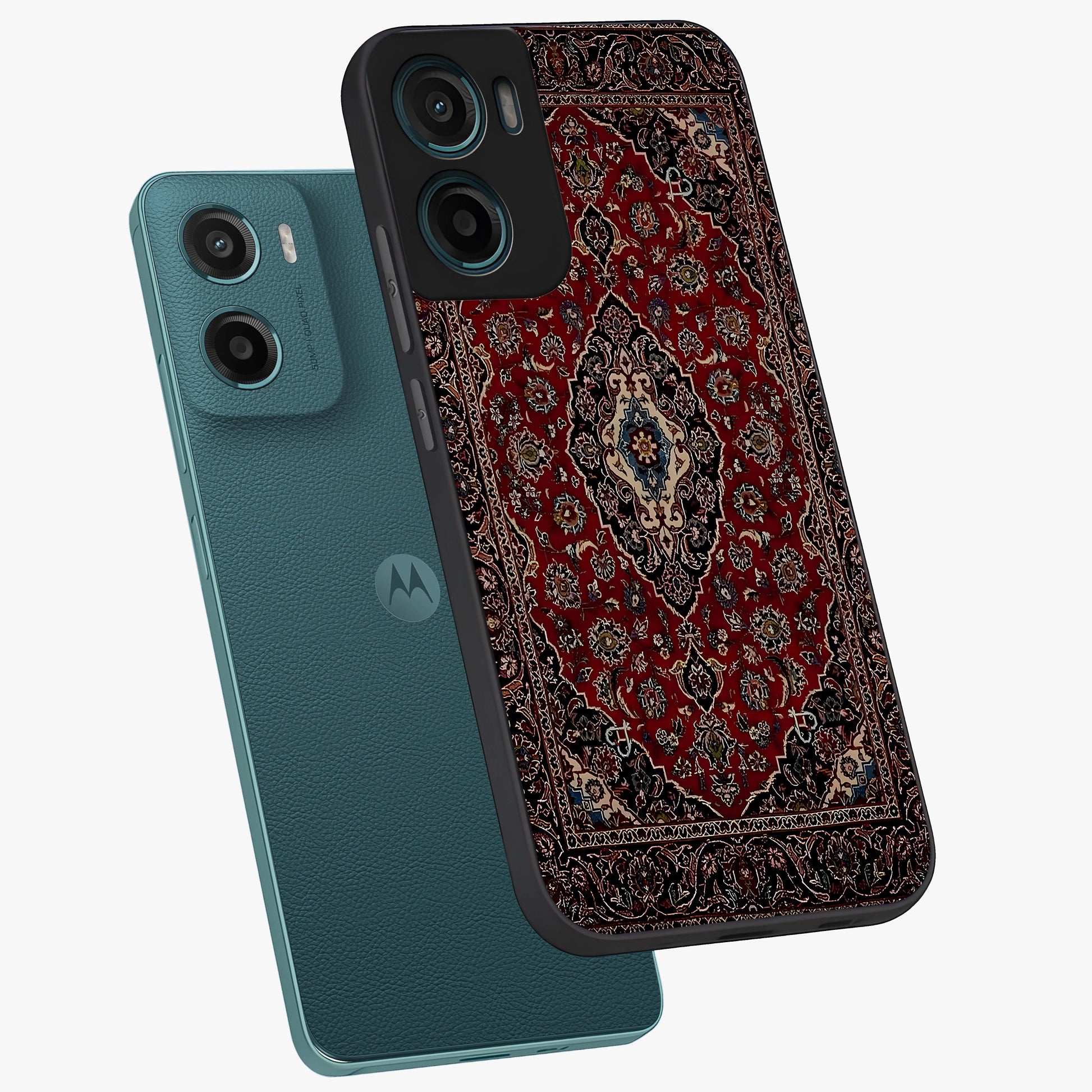 Heritage Carpet Royale Glass Case displayed in angled mockup highlighting intricate royal carpet design with heritage aesthetic.