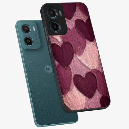 Layered Paper Hearts Glass Case displayed in angled mockup highlighting creative paper craft heart design with romantic aesthetic.