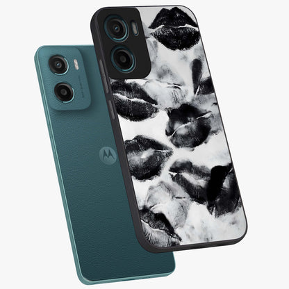 Midnight Kiss Marks Glass Case displayed in angled mockup highlighting playful romantic design with bold midnight aesthetic.