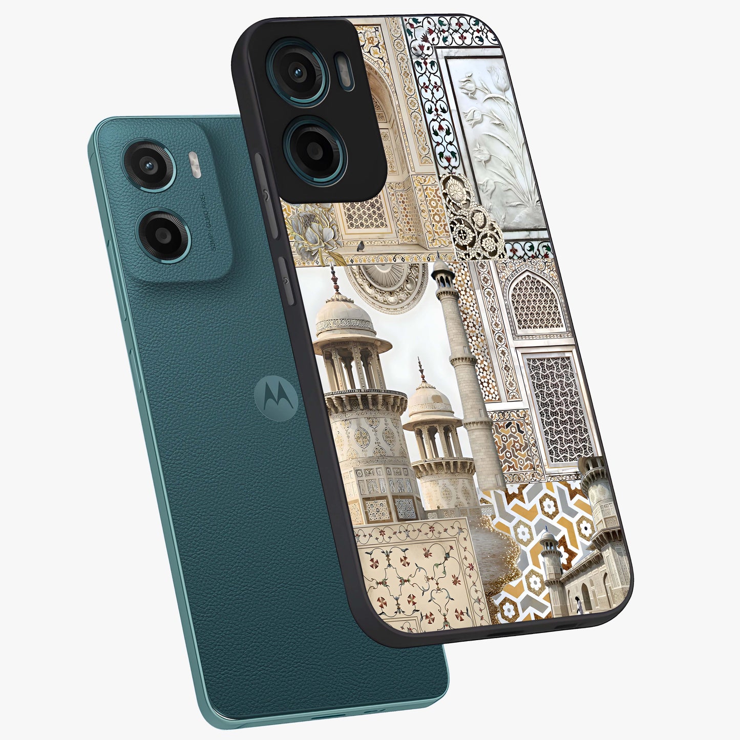 Mughal Marble Legacy Glass Case displayed in angled mockup highlighting elegant heritage marble artwork with royal aesthetic.