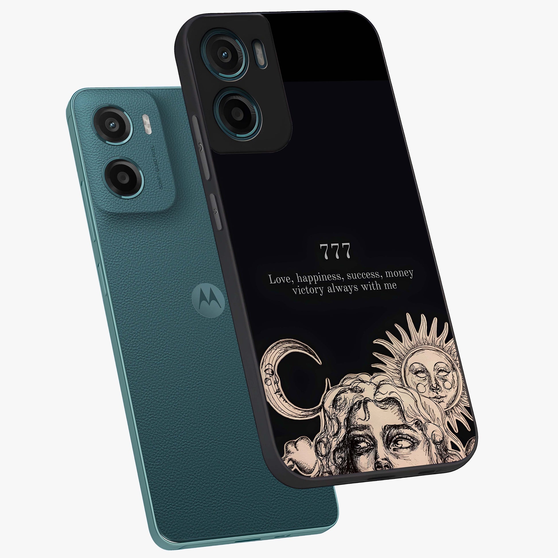 Mystic Victory Aura Glass Case displayed in angled mockup highlighting energetic aura design with bold mystical aesthetic.