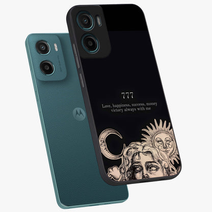 Mystic Victory Aura Glass Case displayed in angled mockup highlighting energetic aura design with bold mystical aesthetic.