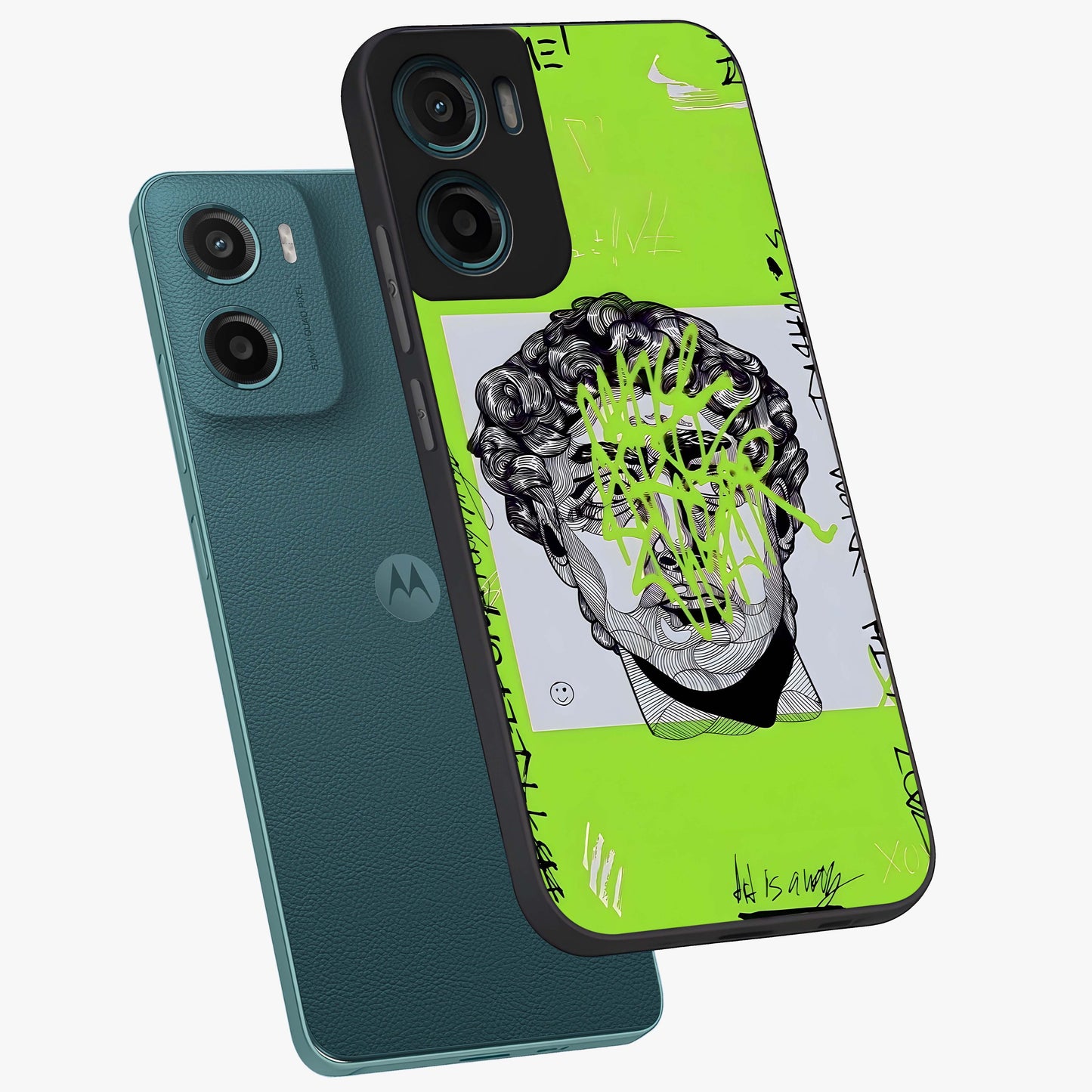 Neo Graffiti Rebellion Glass Case displayed in angled mockup highlighting urban street art design with rebellious aesthetic.