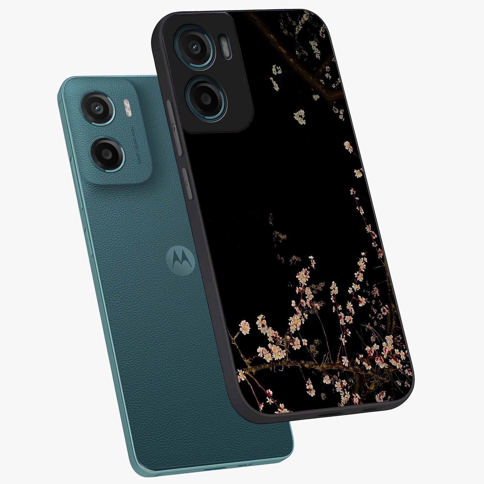 Petal Moon Light With Custom Name Glass Case displayed in angled mockup highlighting delicate petal design with custom name feature.