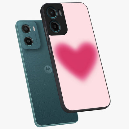 Pink Aura Heart Glass Case displayed in angled mockup highlighting vibrant pink heart design with dreamy aura aesthetic.