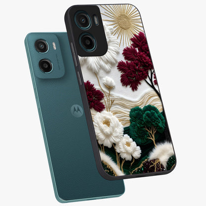 Radiant Bloom Elegance Glass Case displayed in angled mockup highlighting graceful floral design with radiant aesthetic style.