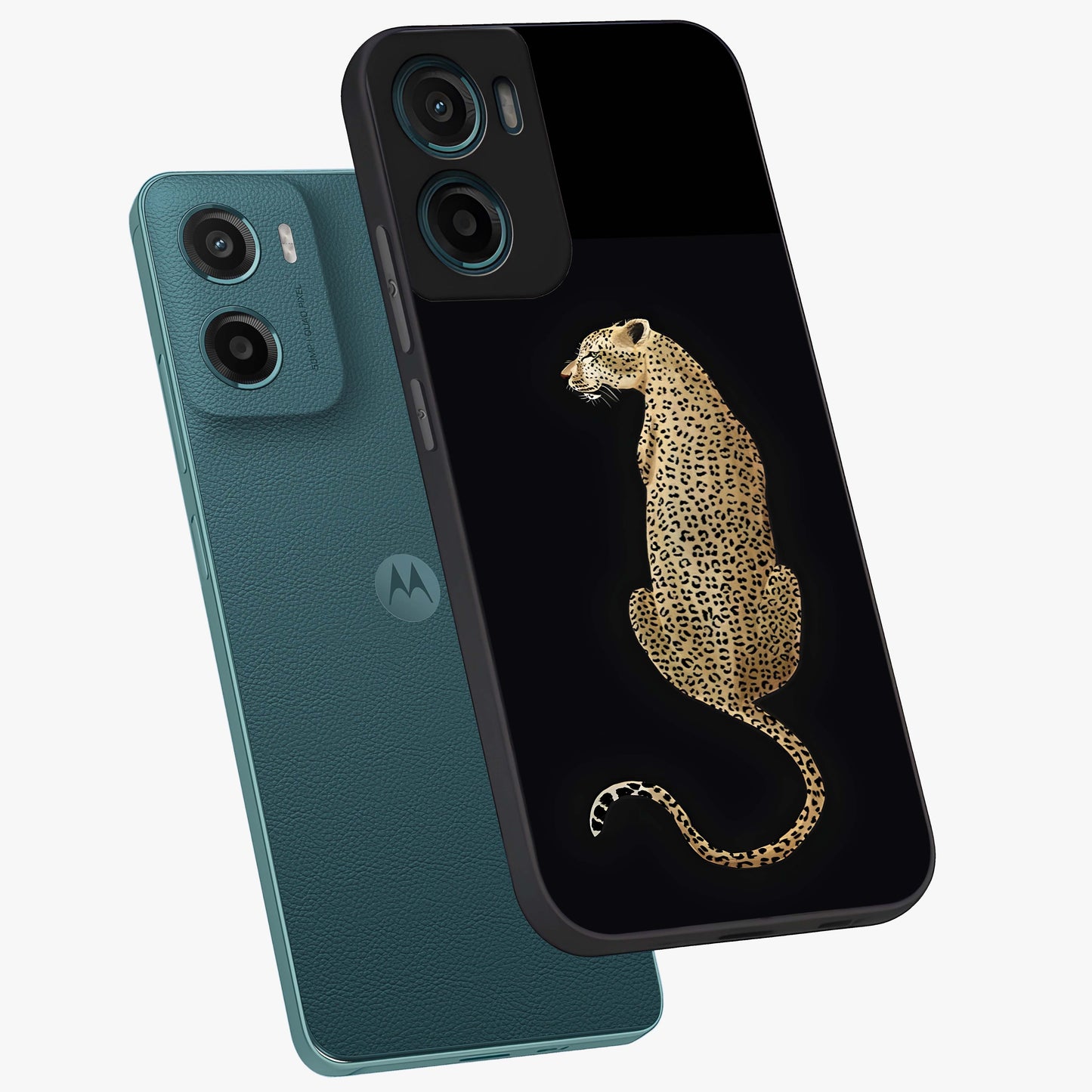 Regal Leopard Glass Case displayed in angled mockup highlighting powerful animal illustration with stylish wild aesthetic.