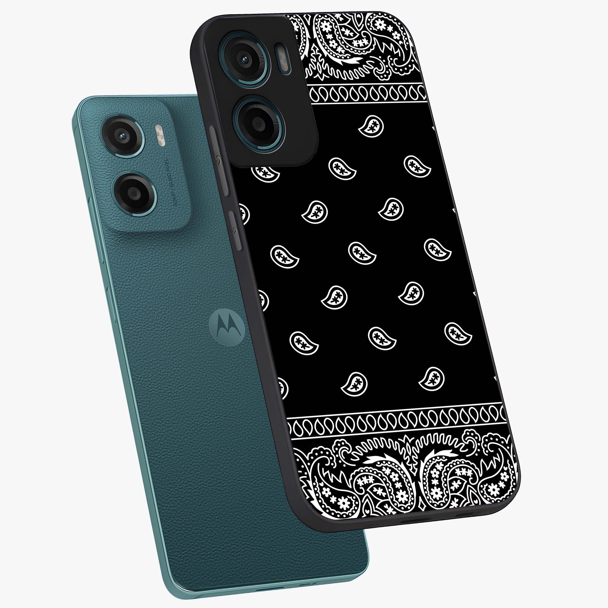 Retro Rebel Threads Glass Case displayed in angled mockup highlighting retro inspired graphic design with rebellious aesthetic.