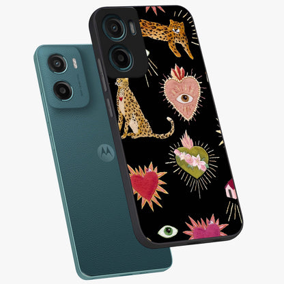 Sacred Jungle Heart Glass Case displayed in angled mockup highlighting lush tropical design with natural aesthetic style.