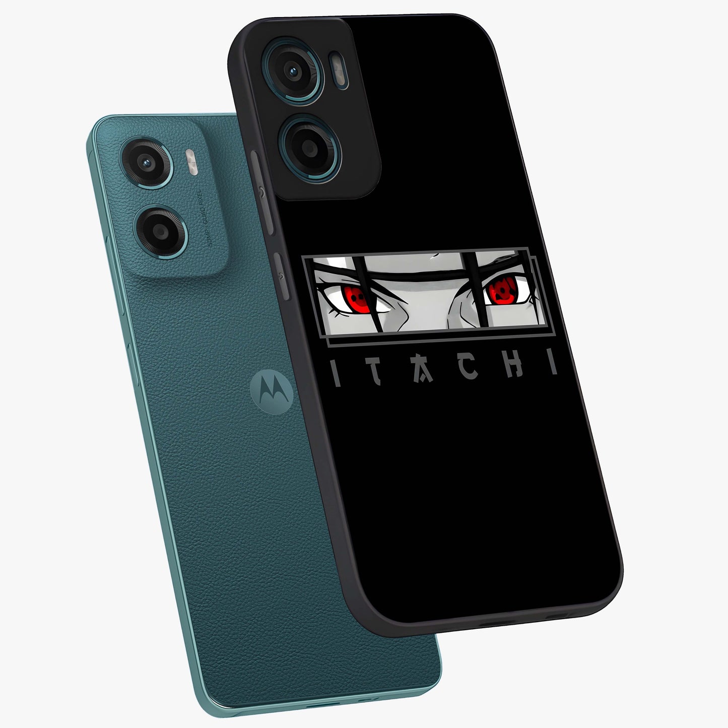 Scarlet Gaze Dominance Glass Case displayed in angled mockup highlighting intense visual design with bold scarlet aesthetic.