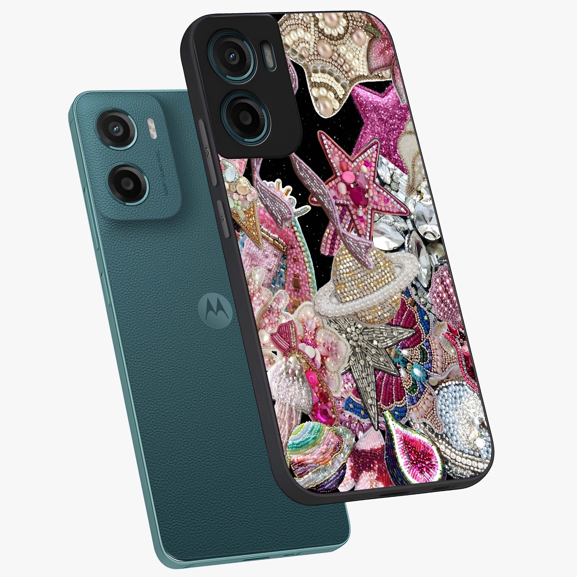 Starlit Jewel Dream Glass Case displayed in angled mockup highlighting glowing celestial jewel design with dreamy aesthetic.