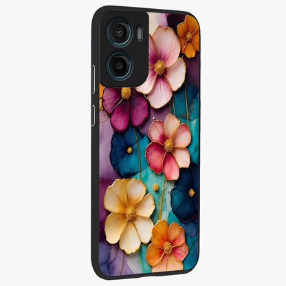 Artlyn Grace Flower Pattern Glass Case upright view showcasing graceful floral artwork with aesthetic botanical style.