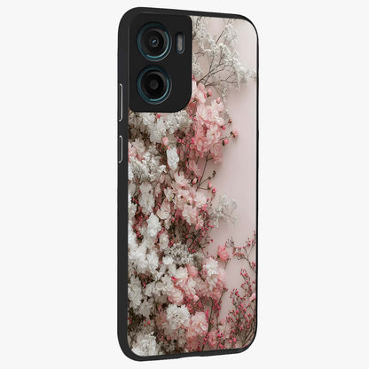 Blush Blossom Cloud Glass Case upright view showcasing calm floral cloud artwork with gentle dreamy theme.