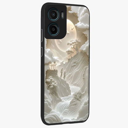 Celestial Origami Glass Case upright view showcasing creative origami artwork with modern celestial style.
