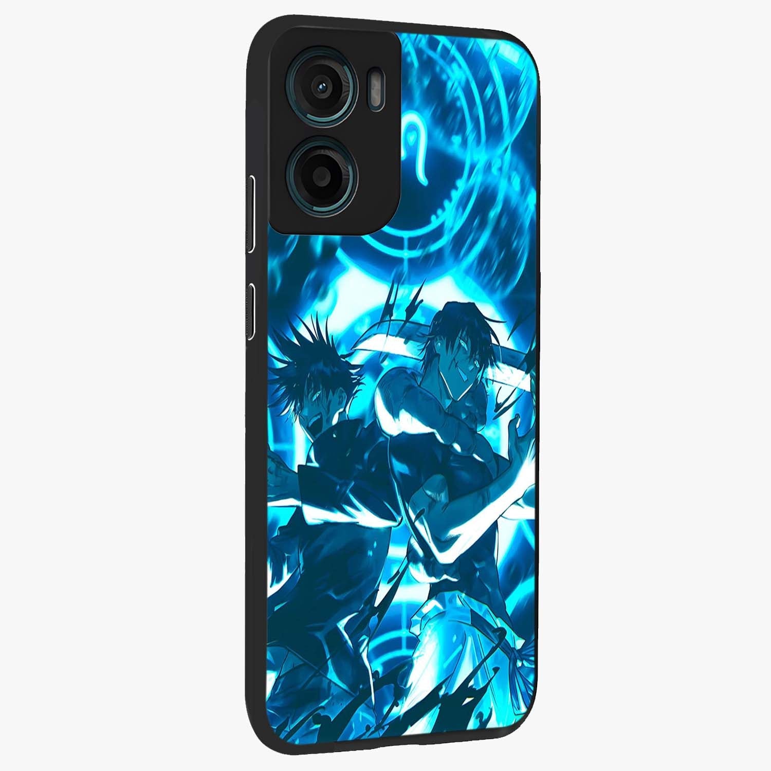 Cursed Energy Clash Glass Case upright view showcasing dramatic clash artwork with bold supernatural theme.