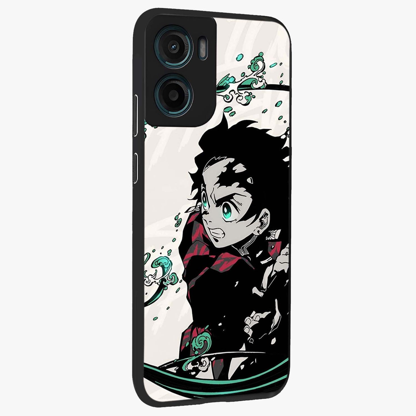 Demon Slayer Glass Case upright view showcasing powerful anime artwork with intense warrior theme.
