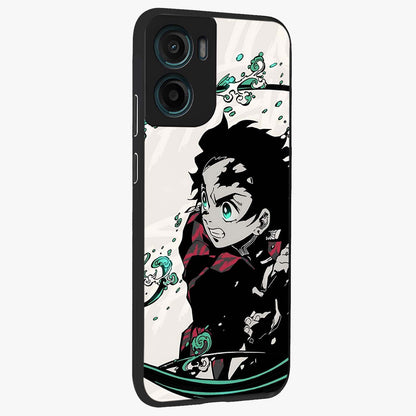 Demon Slayer Glass Case upright view showcasing powerful anime artwork with intense warrior theme.