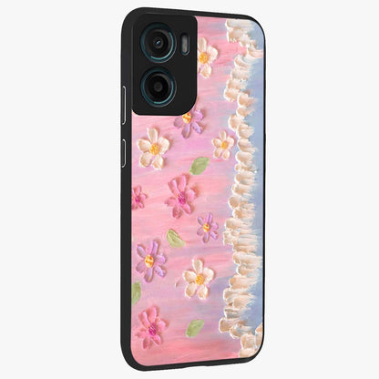 Dreamy Painted Garden Glass Case upright view showcasing vibrant floral garden artwork with artistic nature theme.