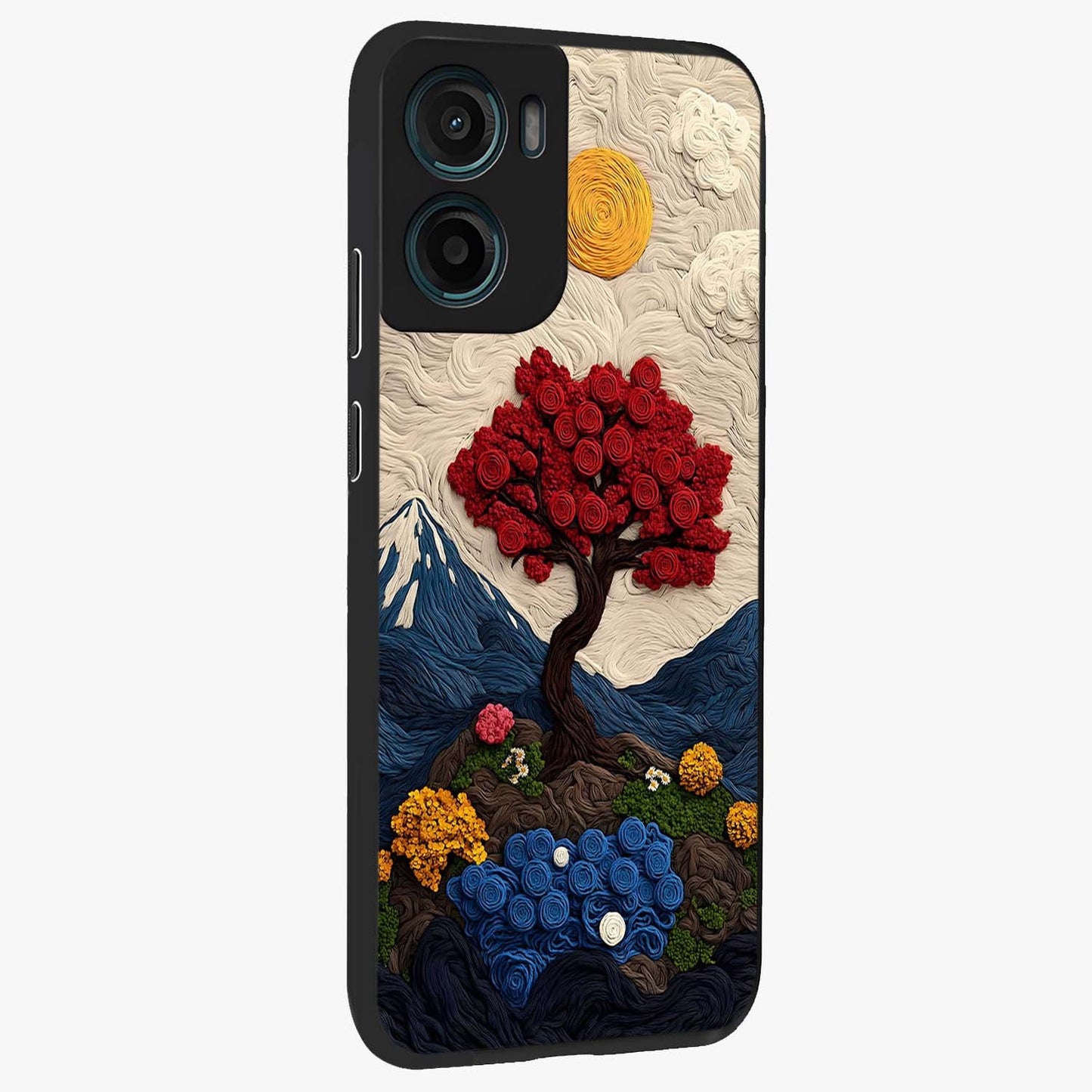 Eternal Nature Tapestry Glass Case upright view showcasing elegant nature tapestry design with decorative style.