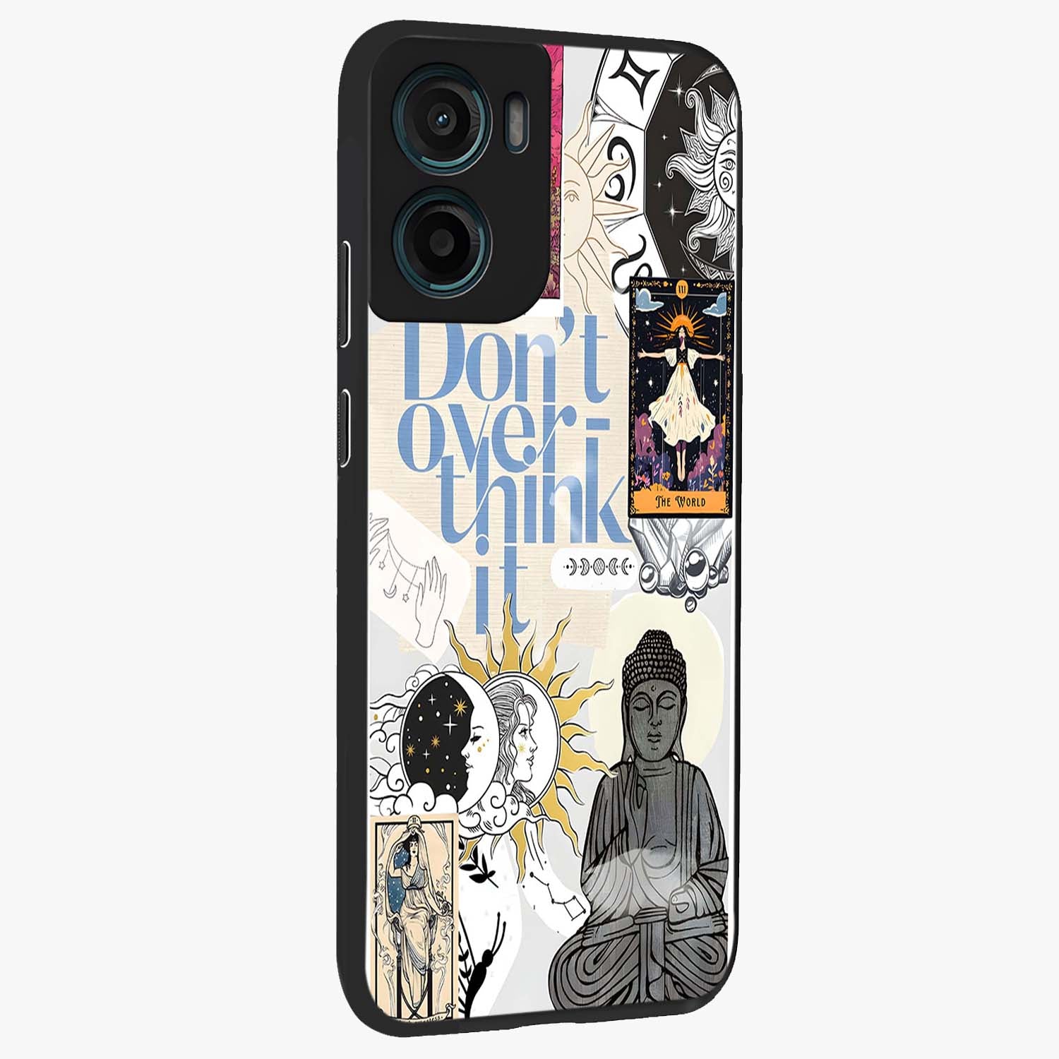 Ethereal Thoughts Glass Case upright view showcasing delicate artistic composition with peaceful dreamy theme.