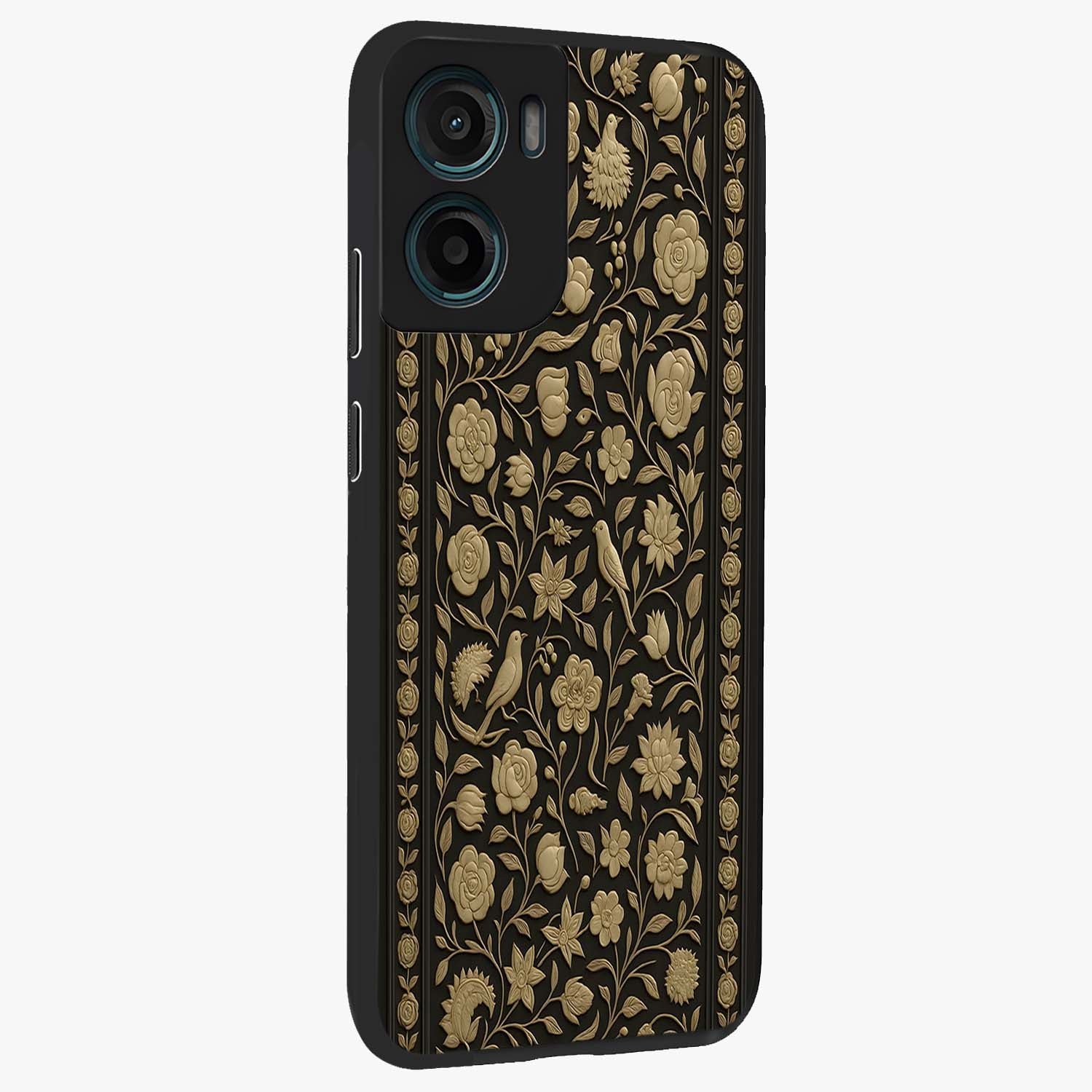 Golden Evil Eye Mandala Glass Case upright view showcasing decorative evil eye mandala artwork with spiritual aesthetic style.