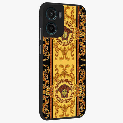 Golden Lotus Glow Glass Case upright view showcasing luminous lotus artwork with peaceful divine theme.