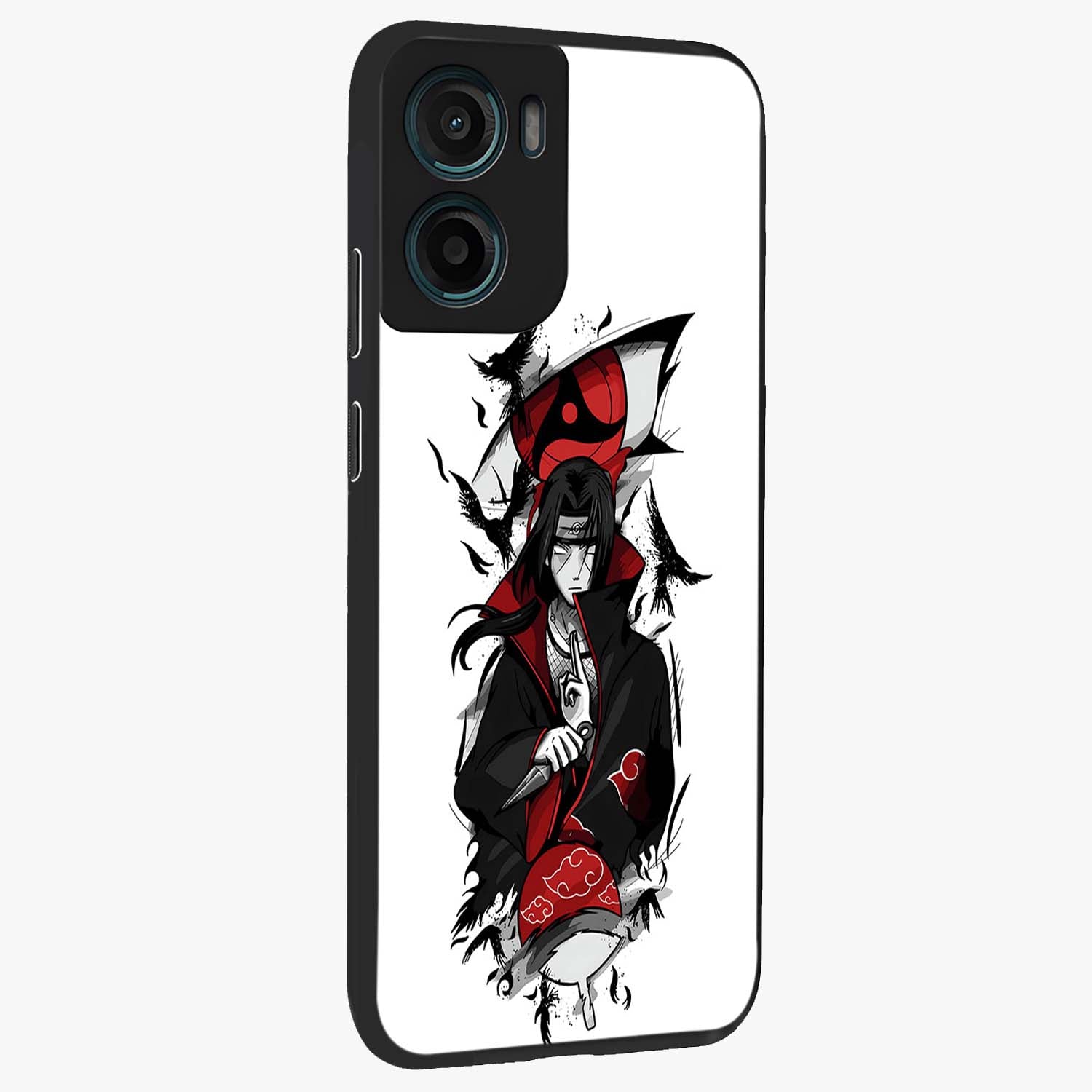 Itachi Limited Edition Naruto Anime Glass Case upright view showcasing intense anime artwork with powerful character theme.