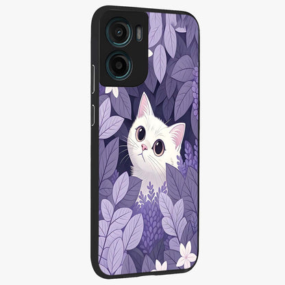 Lilac Hide Peek Cat Glass Case upright view showcasing charming cat artwork with adorable peek theme.