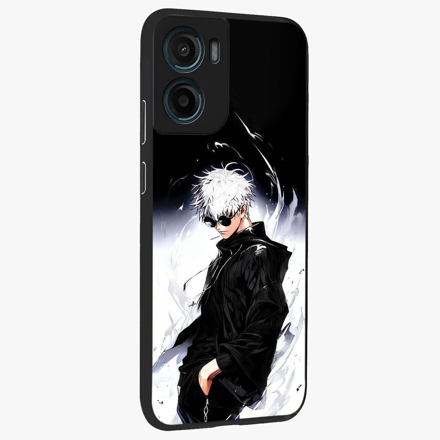 Limitless Shadow King Glass Case upright view showcasing bold shadow warrior artwork with epic fantasy theme.