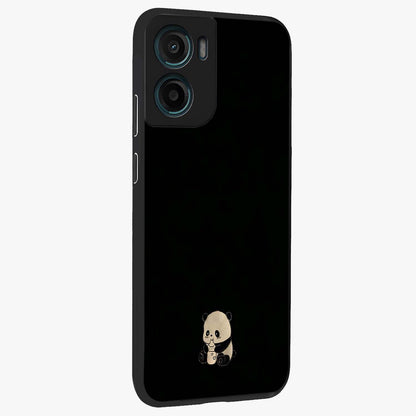 Midnight Panda Love Glass Case upright view showcasing charming panda artwork with playful romantic theme.