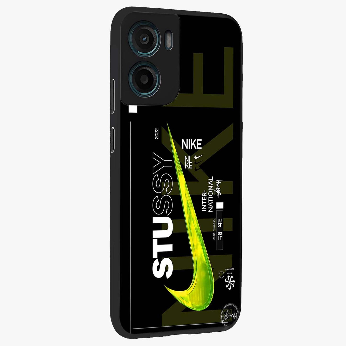 Neon Street Edition Glass Case upright view showcasing colorful neon artwork with modern street culture theme.