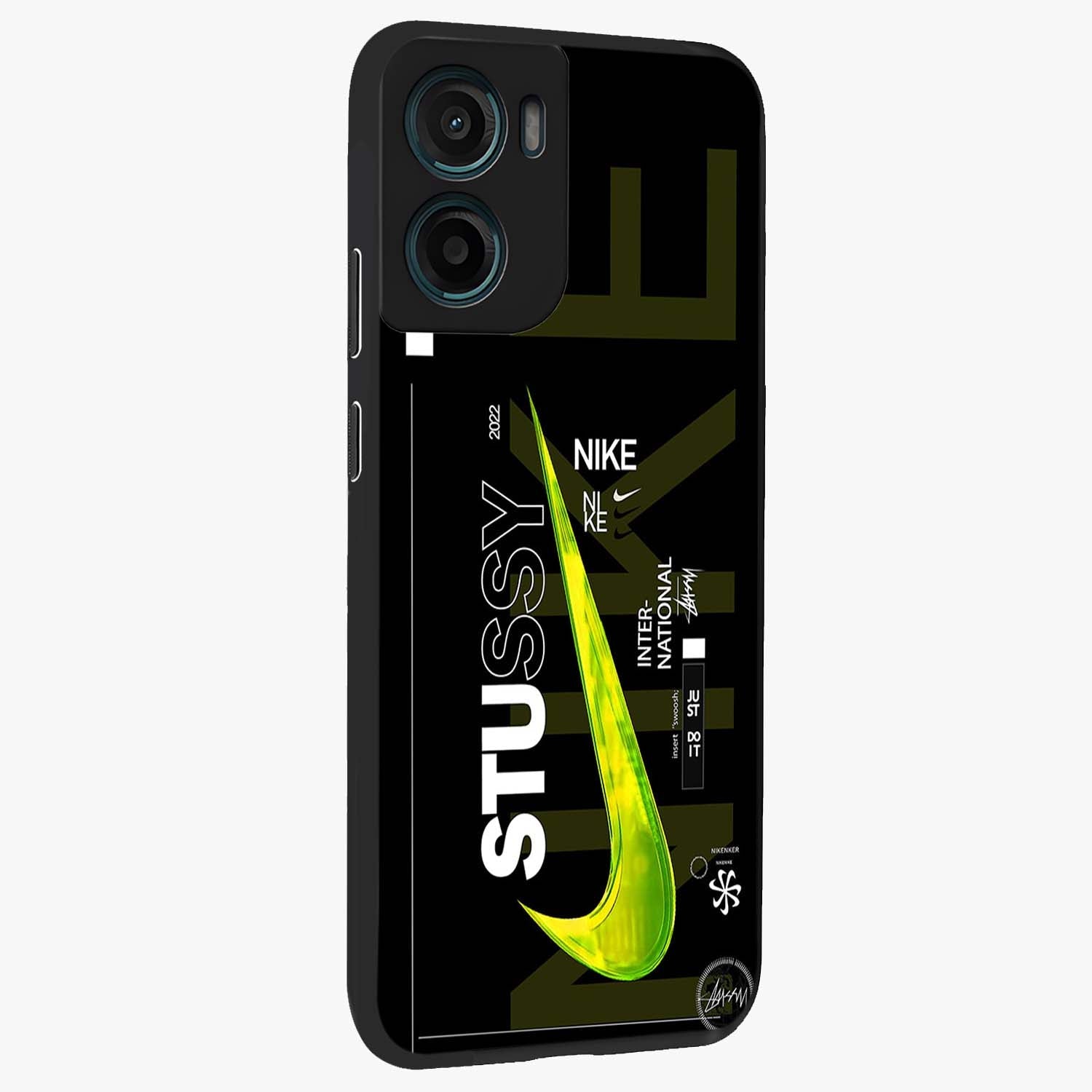 Neon Street Edition Glass Case upright view showcasing colorful neon artwork with modern street culture theme.